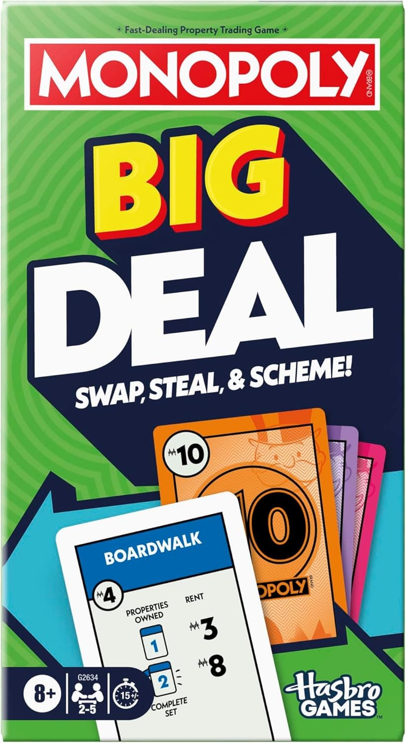 Monopoly Big Deal Card Game - Oversized Giant Cards for Family Fun