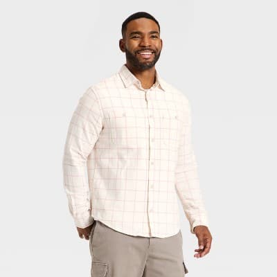 Men's Long Sleeve Flannel Shirt - Goodfellow & Co™ Cream XXL