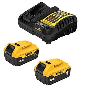 2-Pk DeWalt 20V MAX 5.0 Ah Battery & Charger Kit w/ 2 Bonus Tools $299 + Free S&H