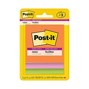Post-it Super Sticky Notes in Energizing Colors - 3 Pack