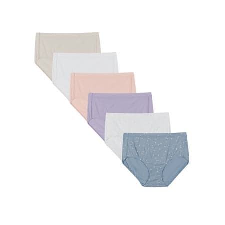 Hanes Womens Underwear Briefs, 6-Pack, Pure Comfort Organic Cotton Brief Panties, Full Coverage