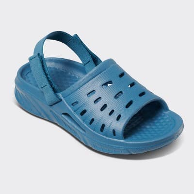 Joybees Kids' Vista Slides - Steel Blue 1: Slip-On Ankle Strap Sandals, Non-Marking Sole,