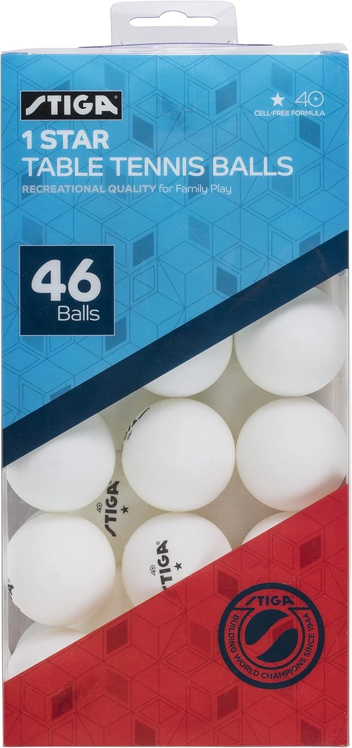 Durable Ping Pong Balls: 46-Pack of STIGA 1-Star Balls