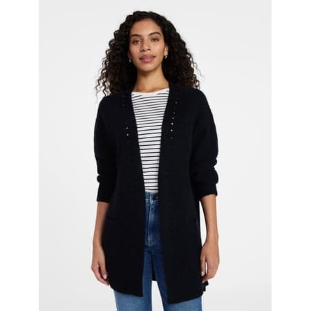 Time and Tru Women's Open Front Cardigan Sweater with Long Sleeves, Sizes XS-XXXL