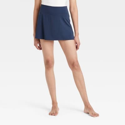 Women's Everyday Soft Mid-Rise Skort 14.5" - All In Motion™ Navy Blue XL: Moisture Wicking, Quick Dry, Fit