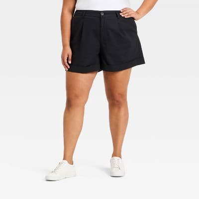 Women's High-Rise Luxe Linen Tailored Shorts - A New Day™ Black 17