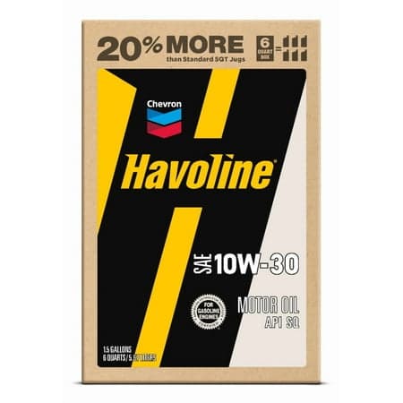Chevron Havoline Conventional Motor Oil 10W-30, 6 Quart Smart Change Box