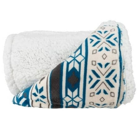 Somerset Home 50x60-inch Fleece/Sherpa Throw Blanket for Adult- Blue Snowflakes