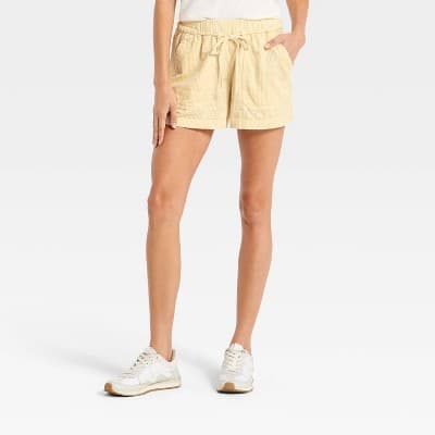 Women's High-Rise Corduroy Pull-On Shorts - Universal Thread™ Cream S