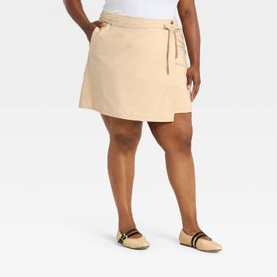 Women's Mini Wrap Skirt - Universal Thread™ Tan 28