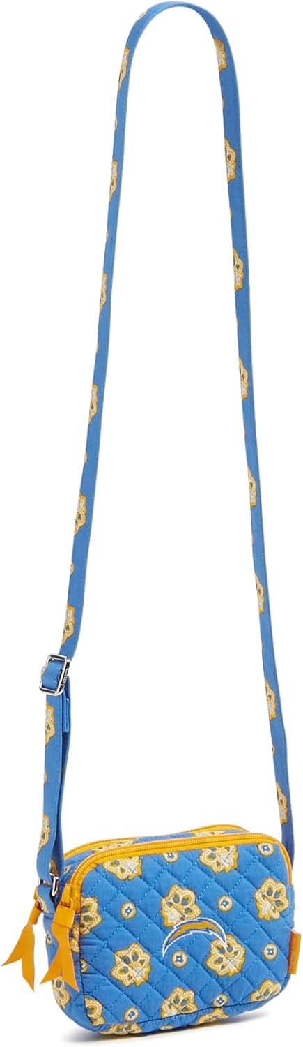 Vera Bradley Women's Cotton Nfl Small Stadium Crossbody Bag (Multiple Teams Available), Losangeleschargersonpowderblue/Goldbandana, One Size