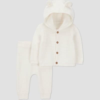 Carter's Just One You® Baby 2pc Hooded Bear Sweater and Jogger Pants Set - Cream 3M