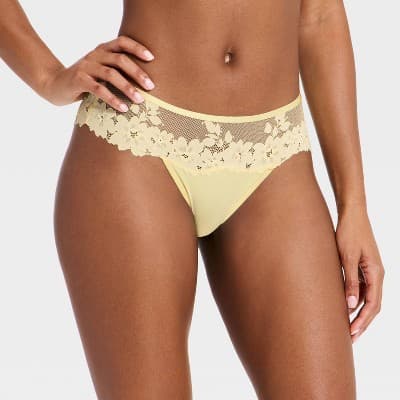 Women's Bloom Edge Lace Cheeky Underwear - Auden™ Yellow S