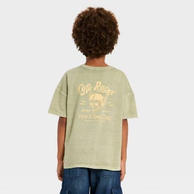 Boys' Short Sleeve 'Cafe Racer' Printed T-Shirt - Cat & Jack™ Green M