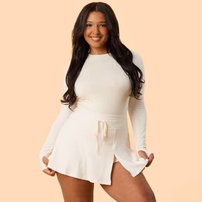 Blogilates Women's Trailblaze Slit Skort - Cream 3X