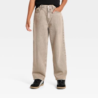 Boys' Mid-Rise Baggy Jeans - art class™ Light Gray Wash 8