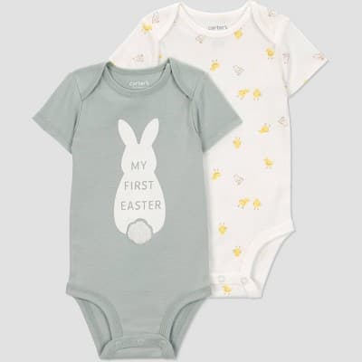 Carter's Just One You® Baby 2pk My 1st Easter Bodysuits - Ivory/Green 3M