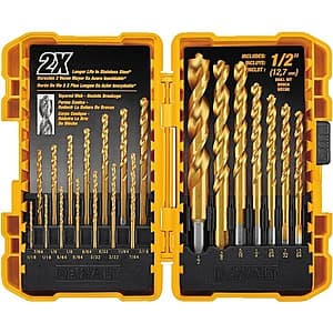 21-Piece DeWALT Titanium Nitride Coated Drill Bit Set