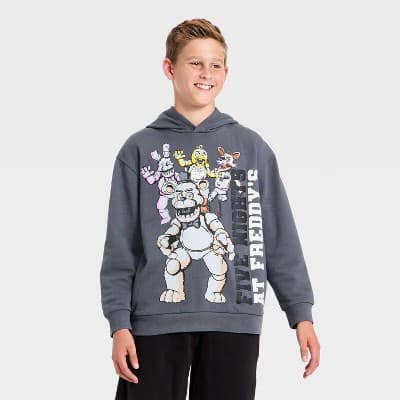 Boys' Five Nights at Freddy's Oversized Hooded Fleece Sweatshirt - Gray S