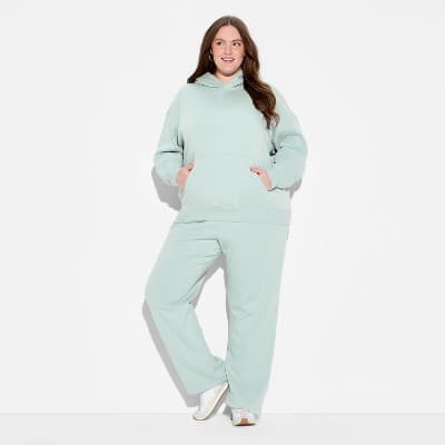 Women's Mid-Rise Slim Straight Sweatpants - Wild Fable™ Slate Blue 1X