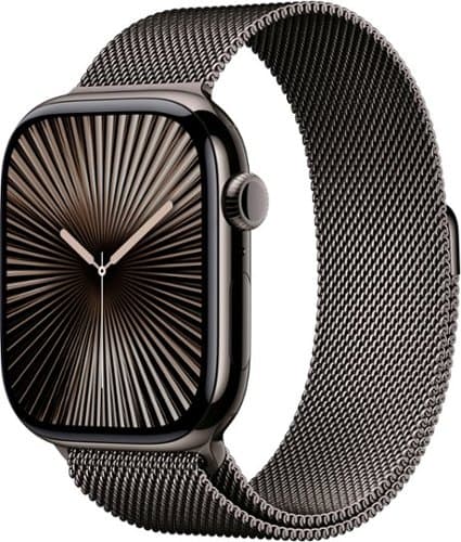 Geek Squad Certified Refurbished Apple Watch Series 10 (GPS+Cellular) 46mm Titanium Case with Slate Milanese Loop - S/M - Slate - (2024)