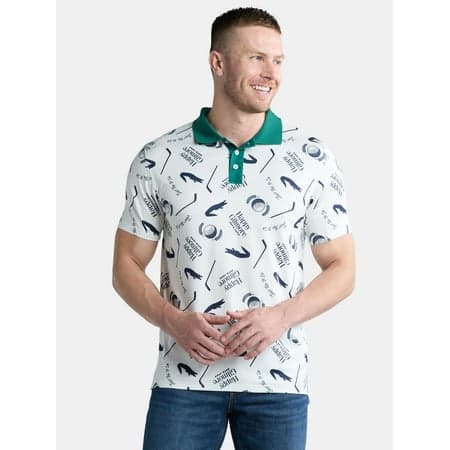 Happy Gilmore Men's and Big Men's Allover Print Graphic Polo Shirt, Sizes S-3XL