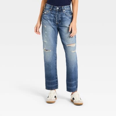 Women's Mid-Rise Boyfriend Jeans - Universal Thread™ Vintage Medium Destroy 16
