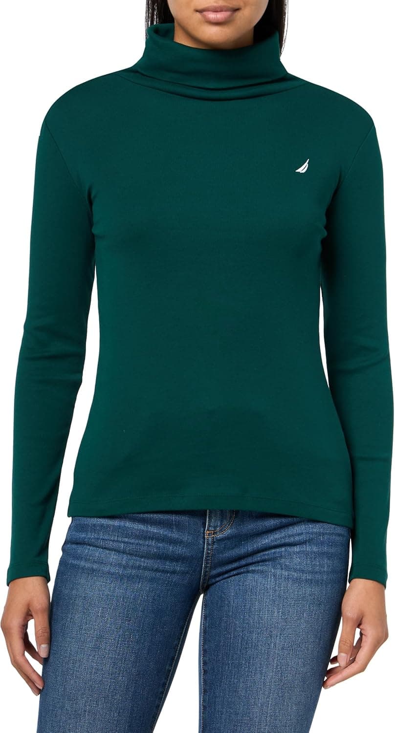 Nautica Women's Solid Turtleneck Shirt at 60% Off