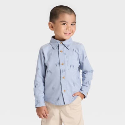 OshKosh B'gosh Toddler Boys' Blue Trees Woven Shirt - 3T