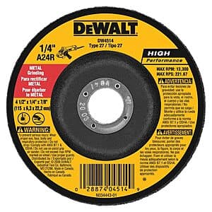 DeWALT 1/4" Thick Grinding Wheel (4.5" Diameter, 7/8" Arbor)