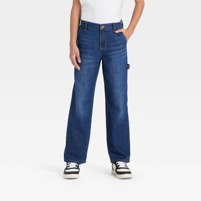 Boys' Mid-Rise Relaxed Fit Carpenter Jeans - art class™ Dark Wash 4