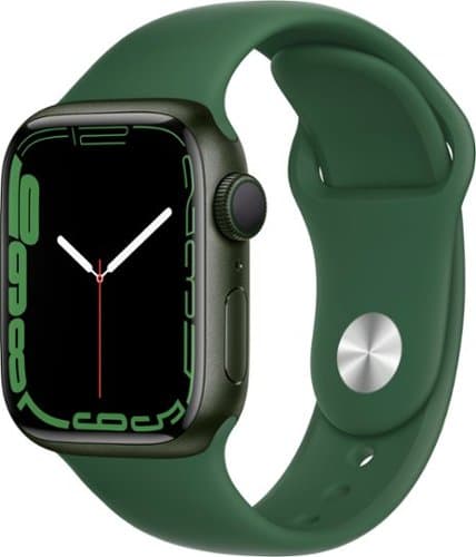 Apple Geek Squad Certified Refurbished Watch Series 7 (GPS) 41mm Green Aluminum Case with Clover Sport Band - Green - (2021)