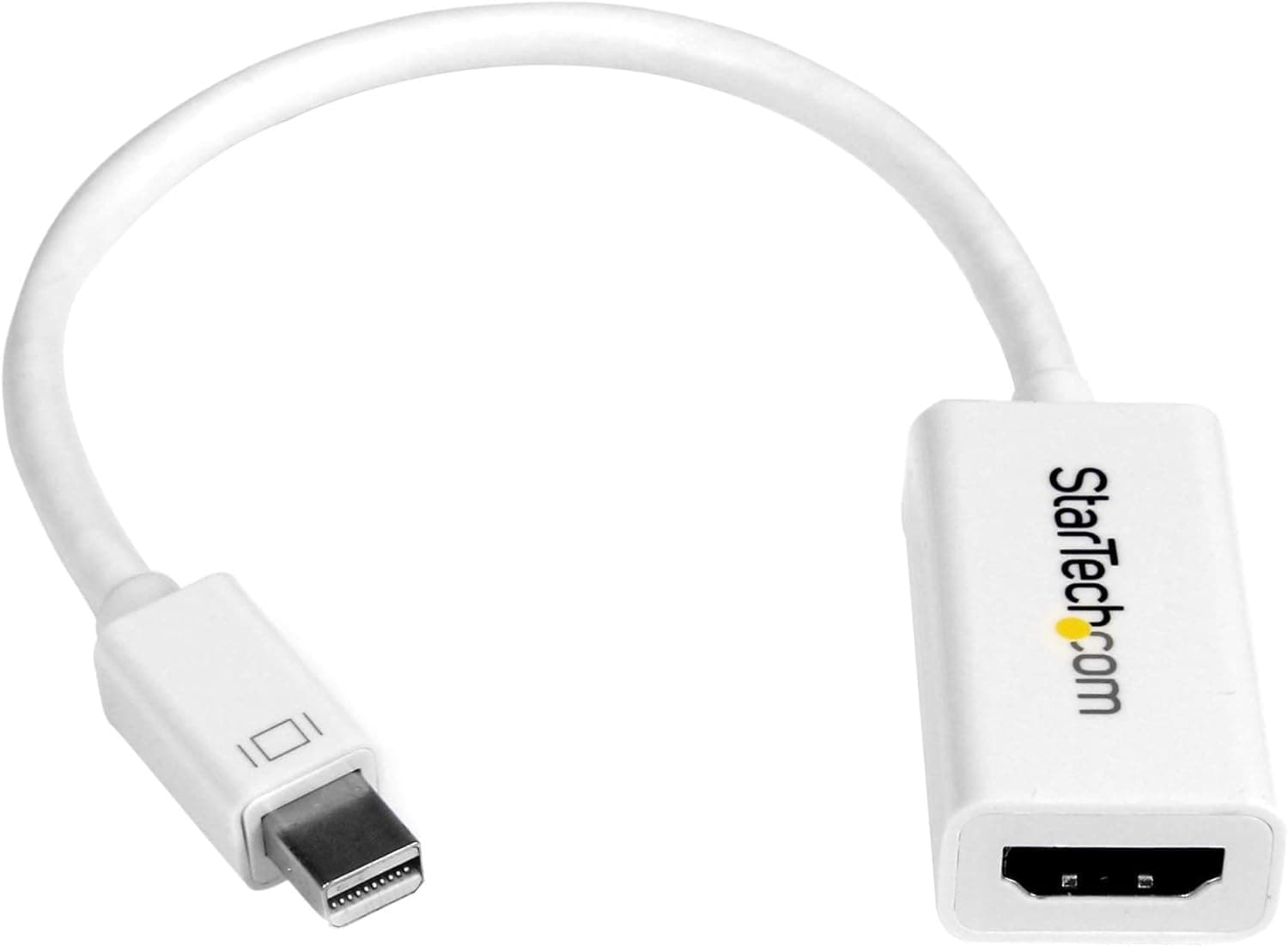 StarTech.com Mini DisplayPort to HDMI Adapter - Active mDP to HDMI Video Converter - 4K 30Hz - Mini DP or 1/2 Mac/PC to HDMI Monitor/TV/Display - mDP 1.2 to HDMI Adapter Dongle - White (MDP2HD4KSW)
