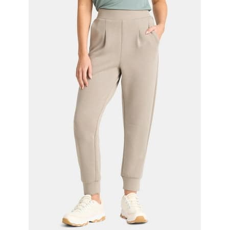 Avia Women's and Women's Plus ScubaKnit Pleat Joggers with Pockets, Size XS-4X