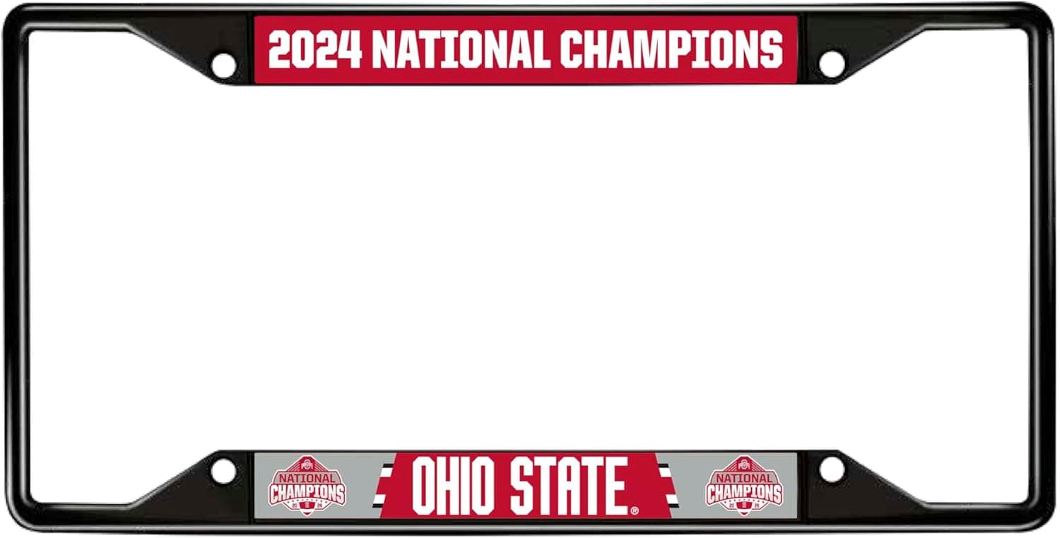 Ohio State Black Metal License Plate Frame - NCAA Champs