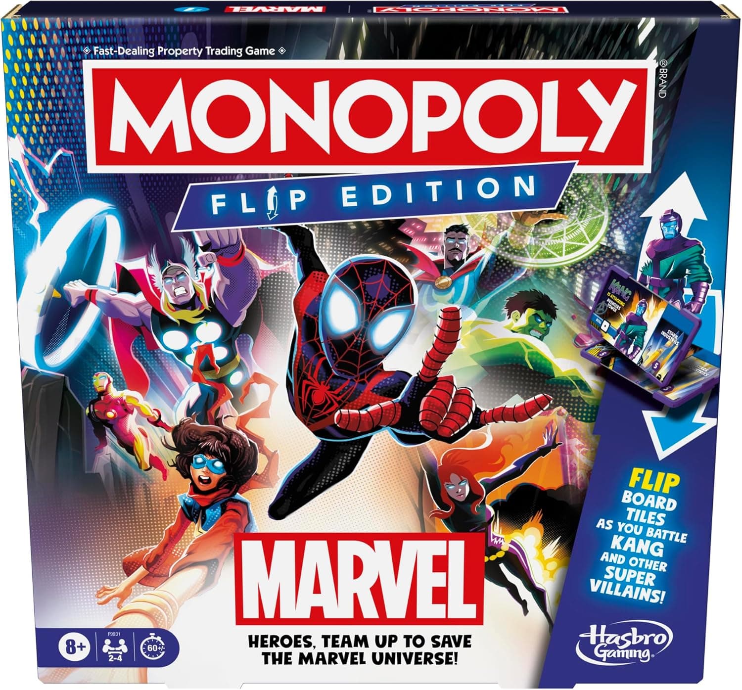 Monopoly Flip Edition: Marvel Board Game for Family Fun