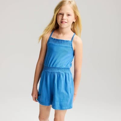 Girls' Knit Romper - Cat & Jack™ Ocean Blue S