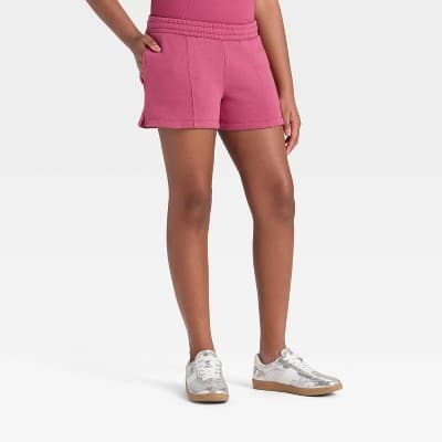 Girls' Fleece Shorts - art class™ Berry Red XS