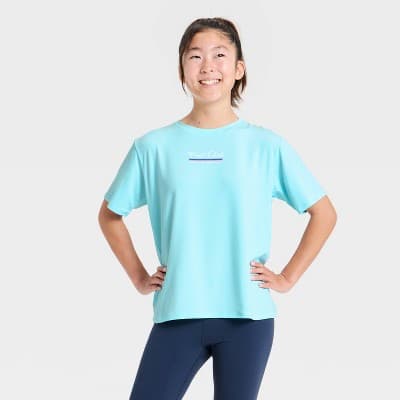 Girls' 'Pool Days' Graphic Active T-Shirt - All In Motion™ Light Blue XS