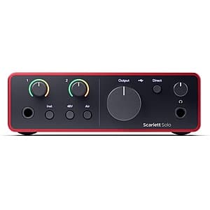 Focusrite Scarlett Solo 4th Gen USB Audio Interface for $130