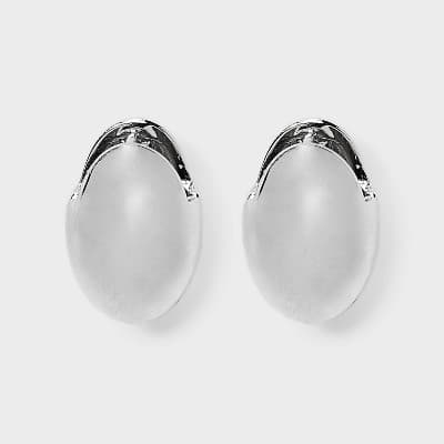 Oval Huggie Earrings - Universal Thread™ Silver: Steel & Nickel-Free Metal, 0.74" Length, 3.7g Weight