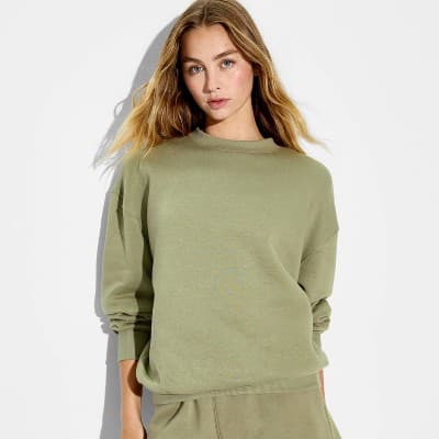 Women's Oversized Pullover Sweatshirt - Wild Fable™ Dark Taupe XXS