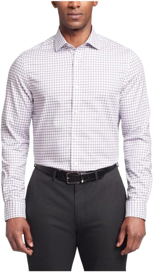 Tommy Hilfiger Men's Dress Shirt Regular Fit Stretch Twill Lavender