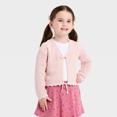 Toddler Girls' Bow Cardigan - Cat & Jack™ Pink 18M