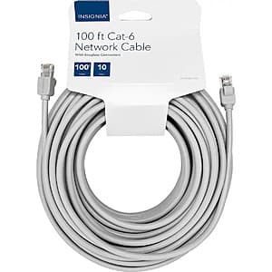 100' Insignia Cat-6 Ethernet Cable (Gray) $9 + Free Shipping