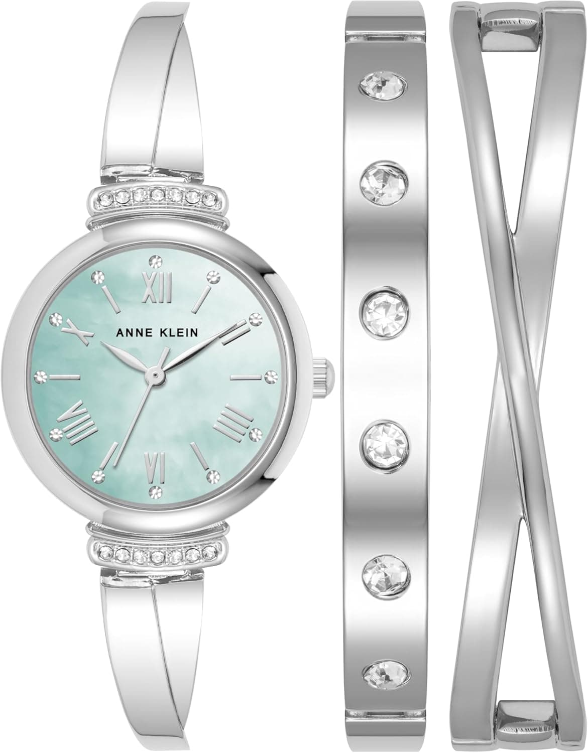 Elegant Anne Klein Crystal Watch & Bracelet Set