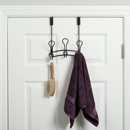 Mainstays SnugFit 3-Hook Over-the-Door Towel and Robe Rack, Oil-Rubbed Bronze