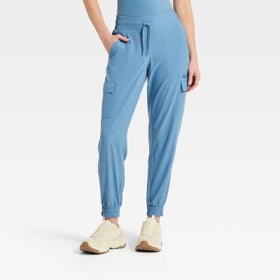 Women's Active Light Mid-Rise Cargo Jogger Pants - All In Motion™ Steel Blue S
