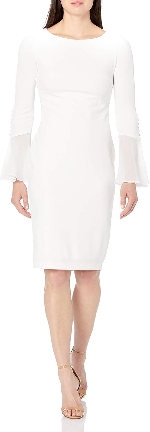 Calvin Klein Chiffon Sleeve Sheath Dress - 55% Off