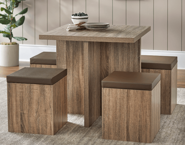 Mainstays 5-Piece Dexter Dining Set with Storage Ottoman Walmart